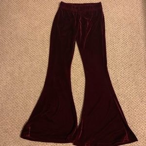 Red velvet bell bottoms